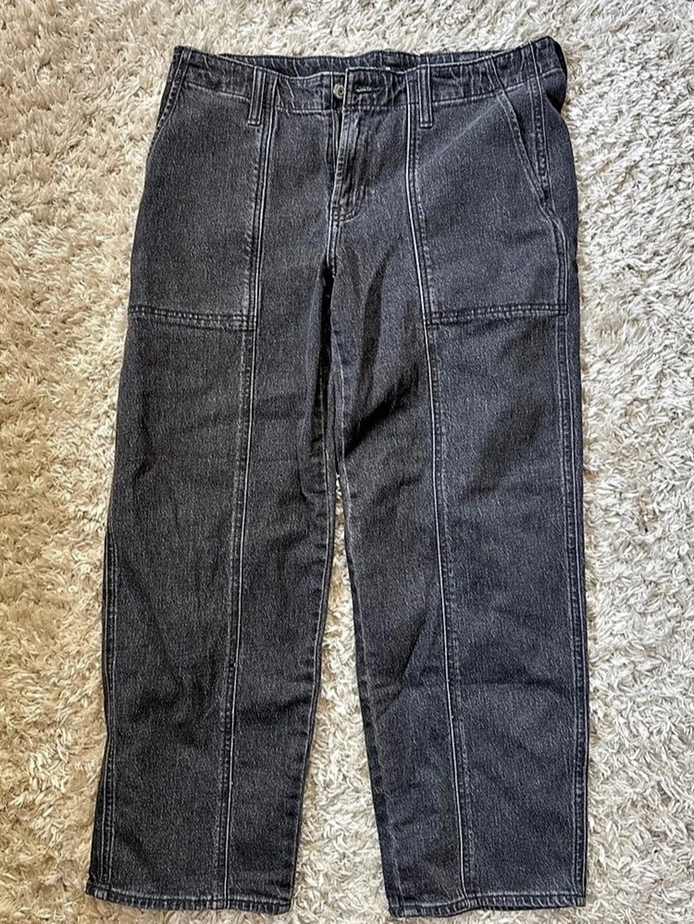 Old Navy Mid-Rise Boyfriend Loose Jeans Gray Waist 10